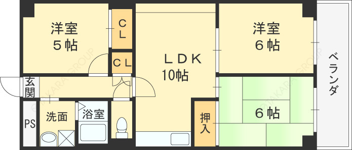 大淀町スカイハイツ-3LDK(111618429)の間取り図