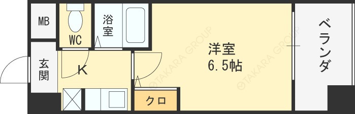 ＨＯＰＥ　ＣＩＴＹ天神橋-1K(87441012)の間取り図