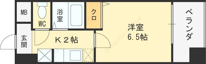 ＨＯＰＥ　ＣＩＴＹ天神橋-1K(87441022)の間取り図