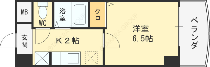 ＨＯＰＥ　ＣＩＴＹ天神橋-1K(87441207)の間取り図