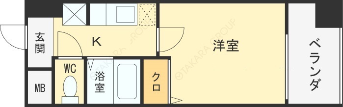 ＨＯＰＥ　ＣＩＴＹ天神橋-1K(87441173)の間取り図