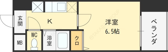 ＨＯＰＥ　ＣＩＴＹ天神橋-1K(87441108)の間取り図