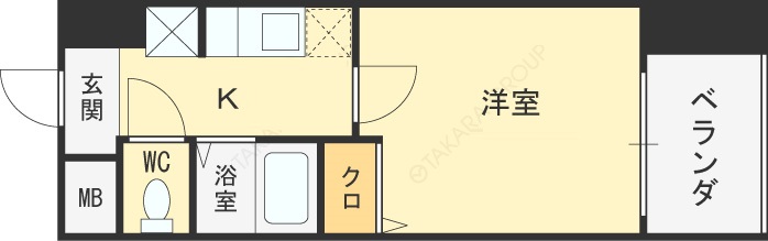 ＨＯＰＥ　ＣＩＴＹ天神橋-1K(87441147)の間取り図