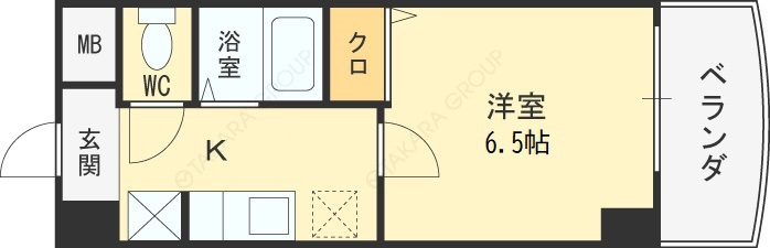 ＨＯＰＥ　ＣＩＴＹ天神橋-1K(87441187)の間取り図