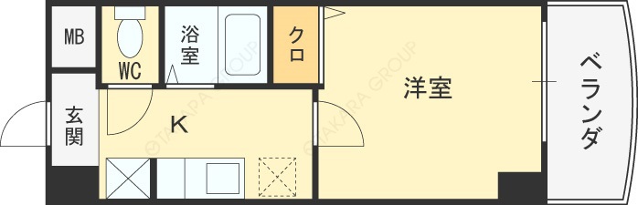 ＨＯＰＥ　ＣＩＴＹ天神橋-1K(87441218)の間取り図