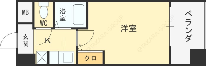ＨＯＰＥ　ＣＩＴＹ天神橋-1K(87441094)の間取り図