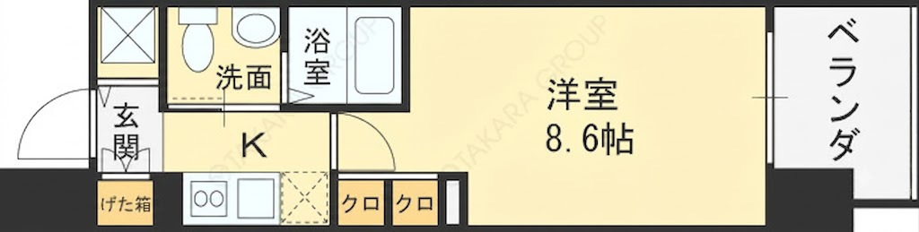 エステムプラザ梅田・中崎町Ⅲツインマークスノースレジデンス-1K(112613621)の間取り図