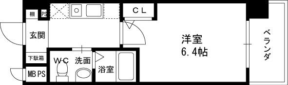 エスリード野田阪神駅前-1K(112754202)の間取り図