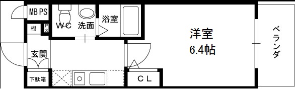 エスリード野田阪神駅前-1K(88215537)の間取り図