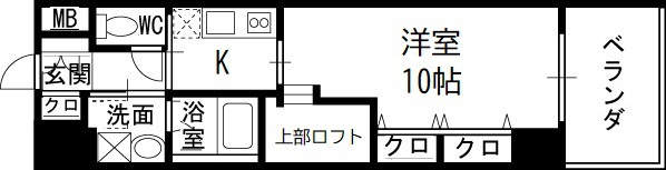 ＡＲＲＯＷ　ＦＩＥＬＤＳ貮番館-1K(111159561)の間取り図