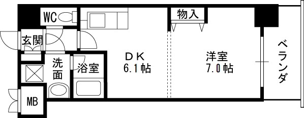 南森町プライマリーワン-1DK(112198251)の間取り図
