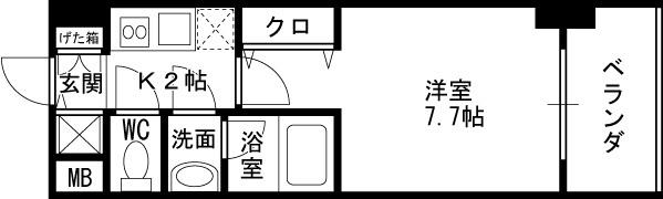 Ｓ－ＲＥＳＩＤＥＮＣＥ福島Ｌｕｘｅ-1K(101976805)の間取り図