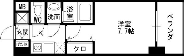 Ｓ－ＲＥＳＩＤＥＮＣＥ福島Ｌｕｘｅ-1K(101976943)の間取り図