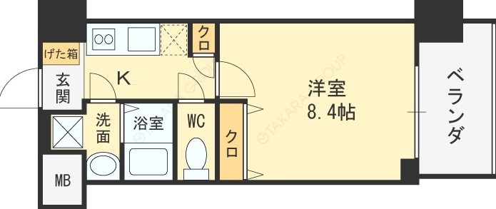 グランカーサ梅田北-1K(93815110)の間取り図