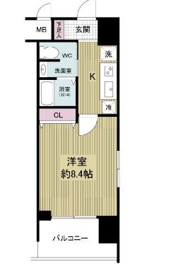 グランカーサ梅田北-1K(93815034)の間取り図