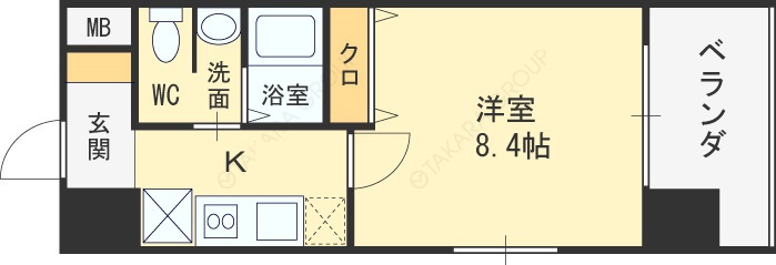 グランカーサ梅田北-1K(104524543)の間取り図