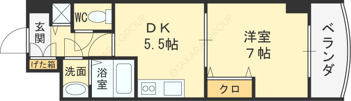 ノルデンタワー天神橋-1DK(83299873)の間取り図