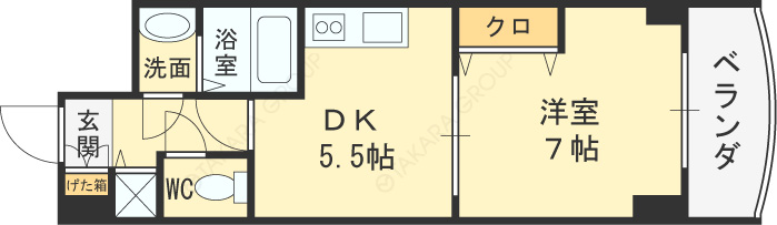 ノルデンタワー天神橋-1DK(83300019)の間取り図