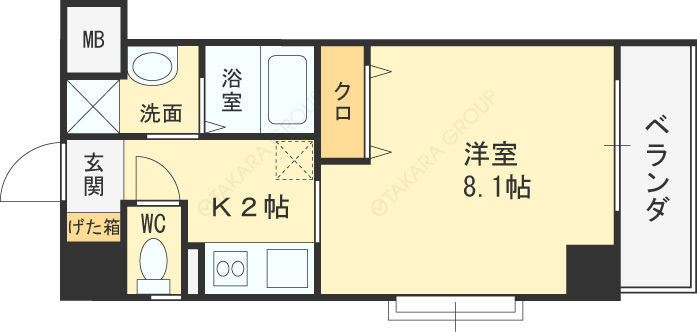 インベスト北梅田-1K(111237986)の間取り図