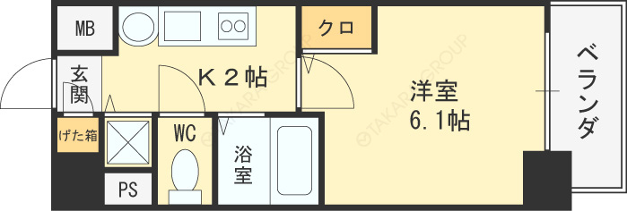 プレサンス天神橋ディオレ-1K(76449054)の間取り図