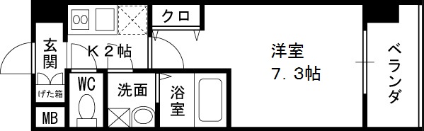 レジュールアッシュ梅田ＷＥＳＴ　ＧＡＴＥ-1K(88390432)の間取り図
