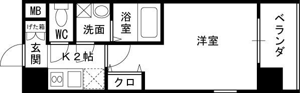 レジュールアッシュ梅田ＷＥＳＴ　ＧＡＴＥ-1K(85846322)の間取り図
