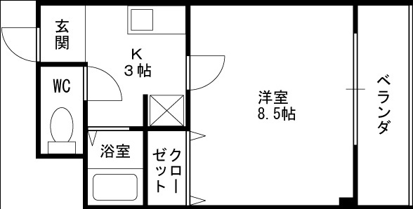 アプローズ堂島-1K(88159463)の間取り図