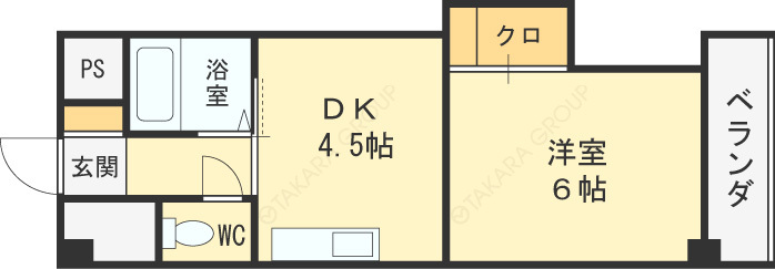 ノルデンハイム天神橋-1DK(83306093)の間取り図