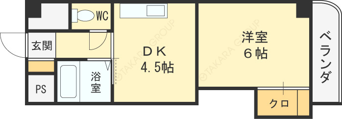 ノルデンハイム天神橋-1DK(83310347)の間取り図