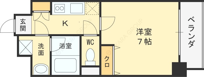 アーバネックス梅田西-1K(87675031)の間取り図