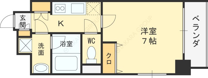 アーバネックス梅田西-1K(87675016)の間取り図