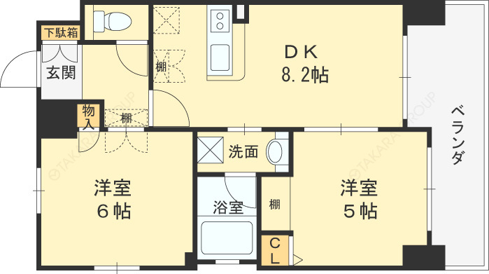 エステムプラザ梅田・中崎町Ⅲツインマークスサウスレジデンス-2DK(93818349)の間取り図