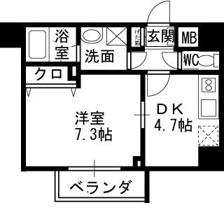 ソルレヴェンテ梅田-1DK(92186287)の間取り図