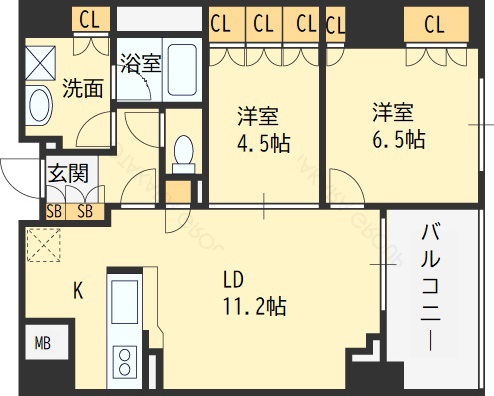 アーデンタワー福島ウエスト-2LDK(104960465)の間取り図