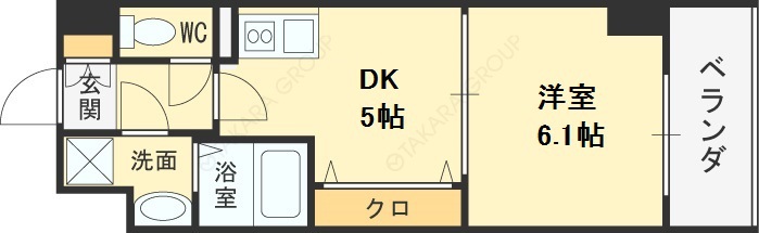 ＳーＦＯＲＴ福島ＥＢＩＥ-1DK(100135410)の間取り図