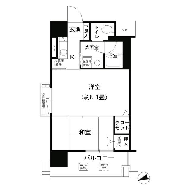 ＫＨＫコート西野田-1DK(78580538)の間取り図