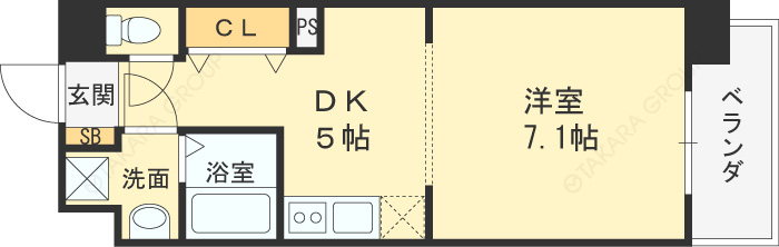 プレサンス野田阪神駅前ザ・ファースト-1K(97315396)の間取り図