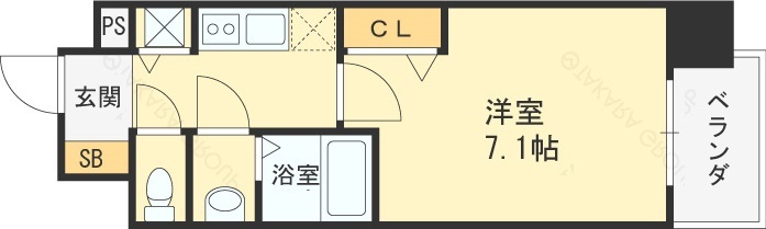 プレサンス野田阪神駅前ザ・ファースト-1K(112615085)の間取り図