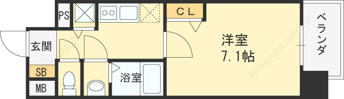 プレサンス野田阪神駅前ザ・ファースト-1K(99650350)の間取り図