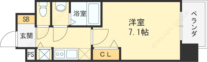 プレサンス野田阪神駅前ザ・ファースト-1K(95763184)の間取り図