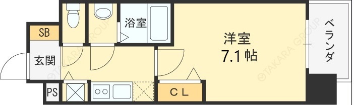 プレサンス野田阪神駅前ザ・ファースト-1K(110708399)の間取り図