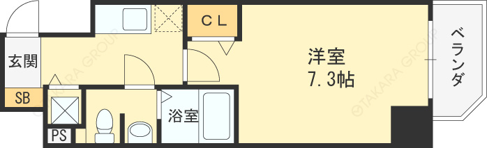 プレサンス梅田東ベータ-1K(97403005)の間取り図