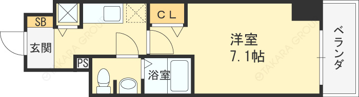 プレサンス梅田東ベータ-1K(111105001)の間取り図