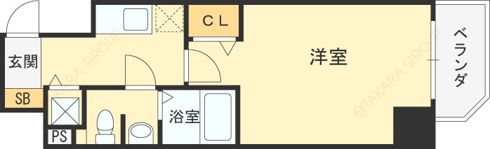 プレサンス梅田東ベータ-1K(85813427)の間取り図