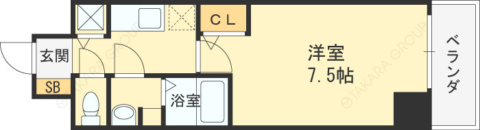 プレサンス梅田東ベータ-1K(111103070)の間取り図