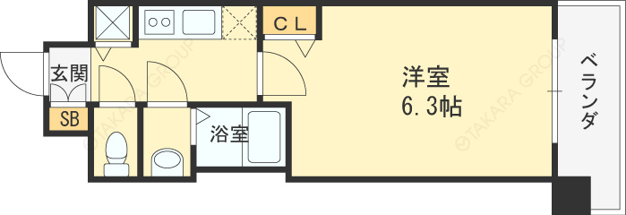 プレサンス梅田東アルファ-1K(97300540)の間取り図