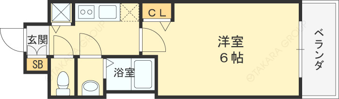プレサンス梅田東アルファ-1K(112504219)の間取り図