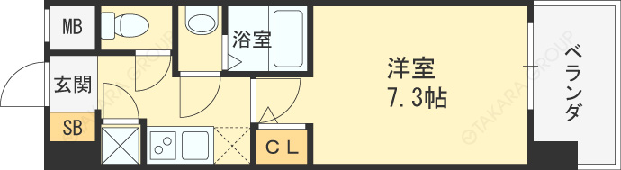 レジュールアッシュ福島キューズ-1K(112293361)の間取り図