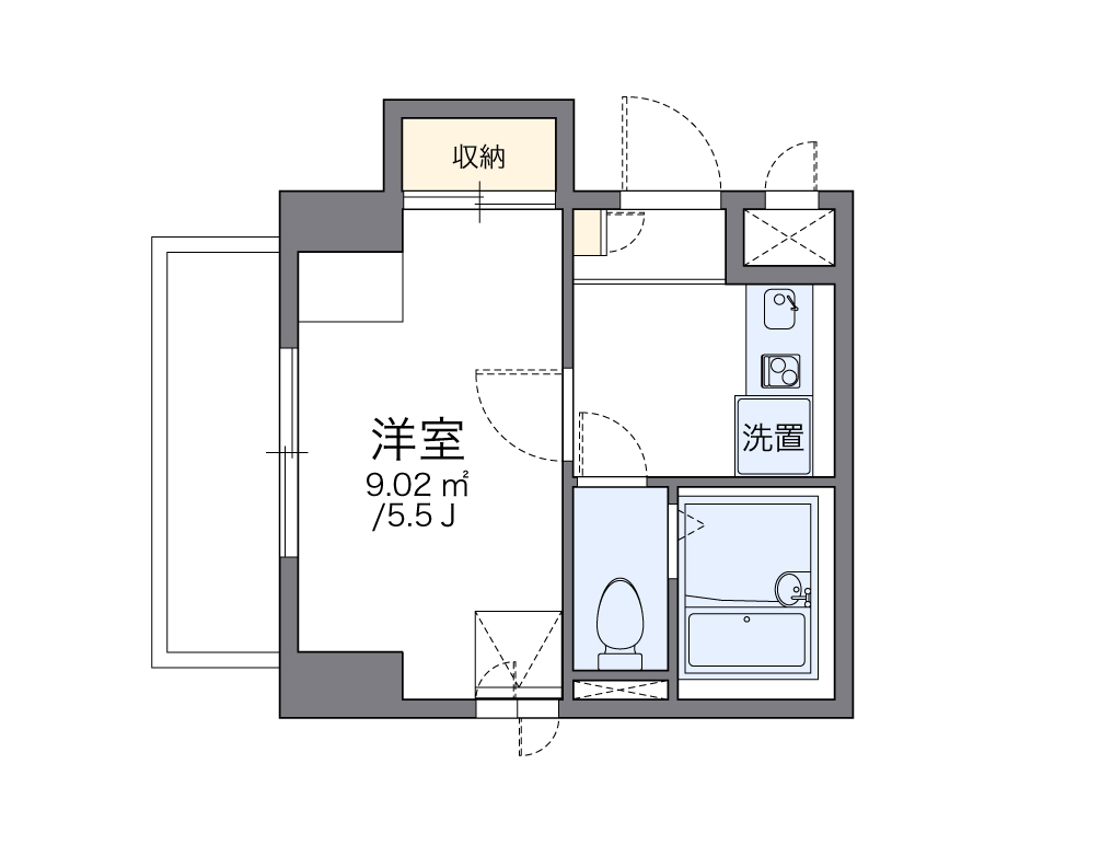 レオパレスアストラーレ茶屋町東-1K(71211014)の間取り図