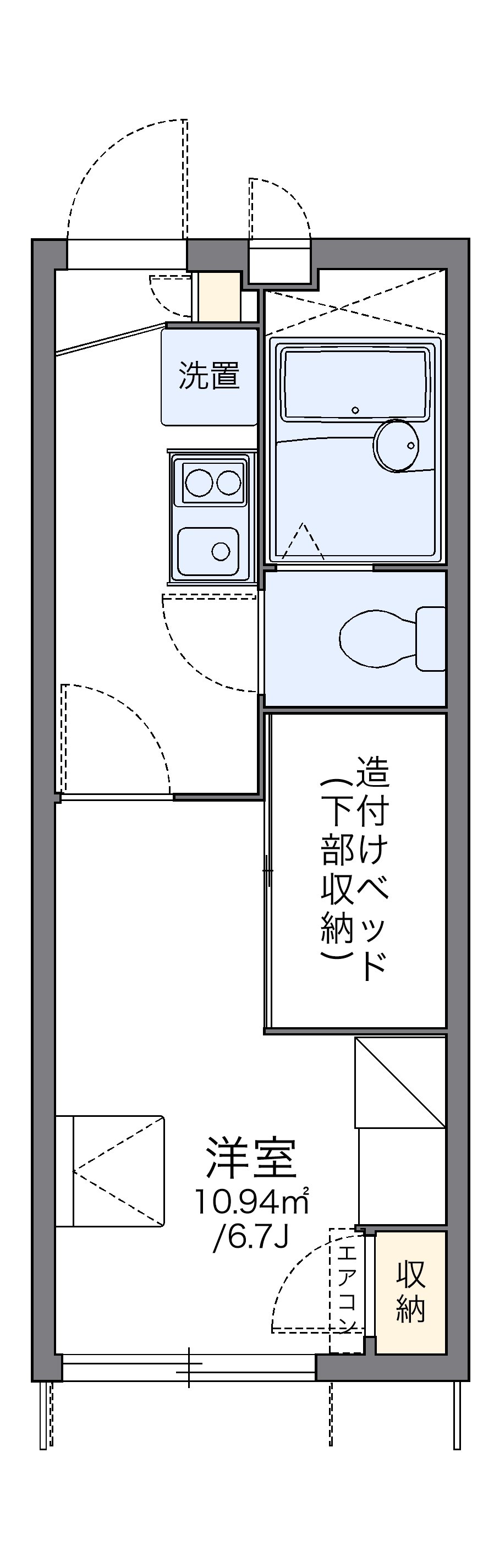 レオパレスウィステリアⅡ-1K(73387910)の間取り図
